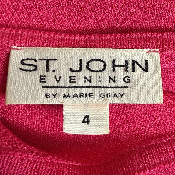 St. John Evening By Marie Gray Pink Knit Dress Size 4 Luxury Santana Knit - Picture 9 of 10